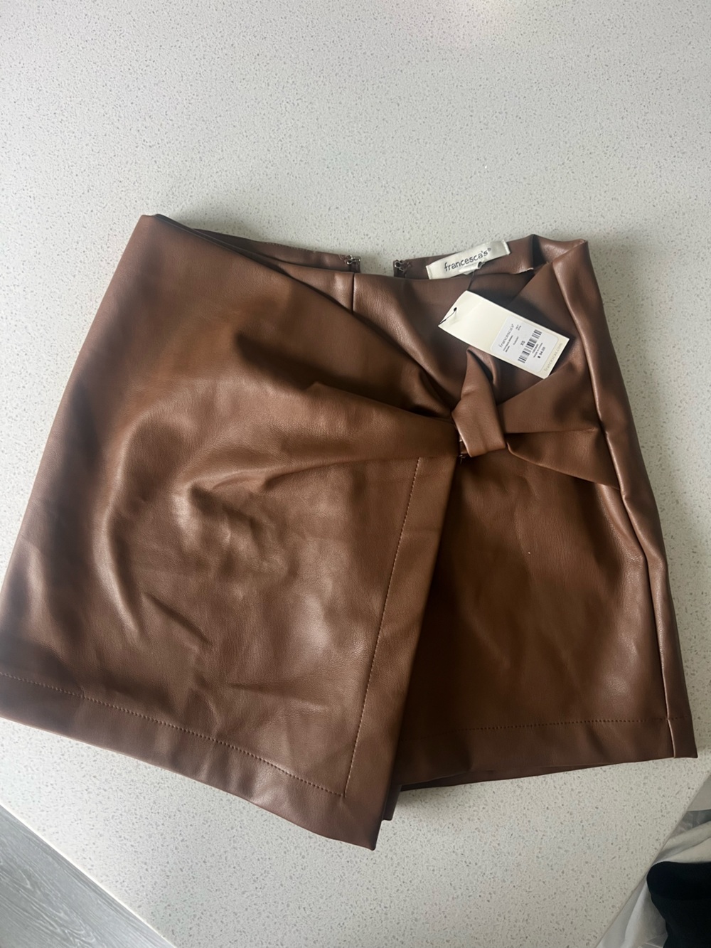 Francesca's Collections Brown Faux Leather Skirt